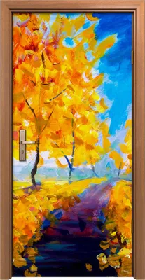 Produktbild von Türposter 90x200 cm Türaufkleber Türtapete Türfolie Klebefolie Foto Gemälde Herbst gelb Laubpark