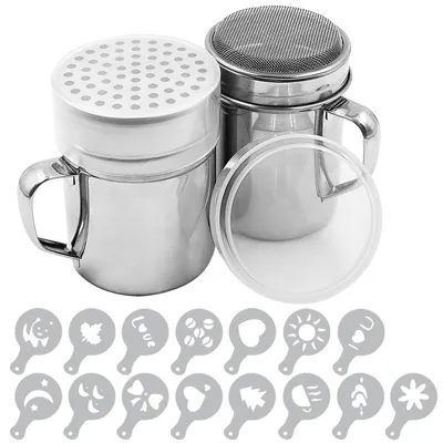 Imagen del producto de Solidchoice - Dos dosificadores de azúcar en polvo con asa, fabricados en acero inoxidable