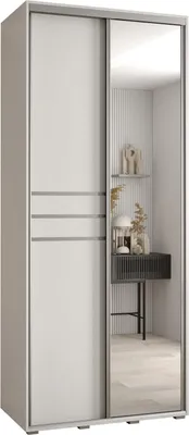 Produktbild von MEBLE KRYSPOL Davos 11 Schrank, zwei Türen - 235,2x110x60 cm - Weiß Weiß Silber