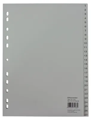 Produktbild von Register 1549 DIN A4 1-54 volle Höhe PP grau Packung mit 10 Stück
