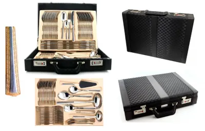 Produktbild von Hochwertiges Besteck Set 72-teilig Koffer Gold 12 Personen Edelstahl 18/10