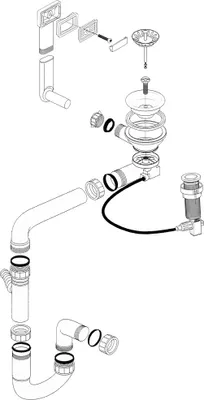 Immagine prodotto di Set di scarico e troppopieno 1014044 con valvola a pulsante per lavello CORA ORA / Valvola di scarico / Accessori