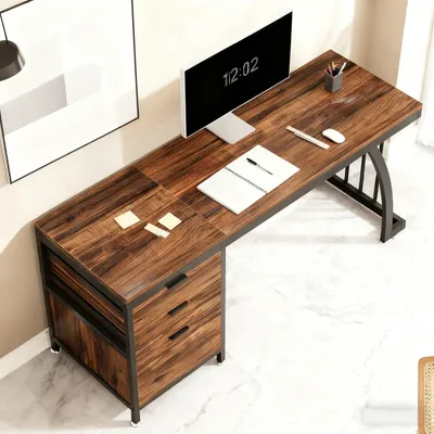 Productafbeelding van Industrieel Bureau - Computertafel - Werkplek - Schrijftafel - Bureau Met Laden - Rustic Brown - 150 cm Breed