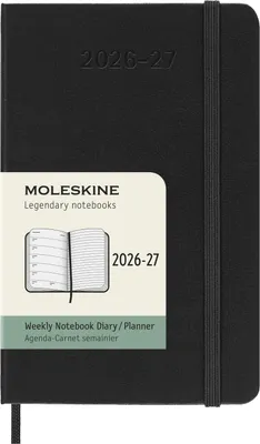 Produktbild von Moleskine 18 Monate Wochen Notizkalender 2026/2027, P/A6, 1 Wo = 1 Seite, Rechts linierte Seite, Fester Einband, Schwarz