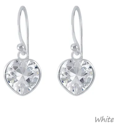 Produktbild von Herz Ohrringe: 925 Silber Ohrhänger mit Zirkonia White