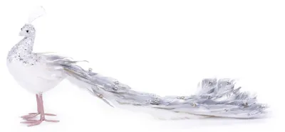 Immagine prodotto di Decorazione MagicHome Natalizia, Pavone, argento, in piuma, 50x20x23 cm