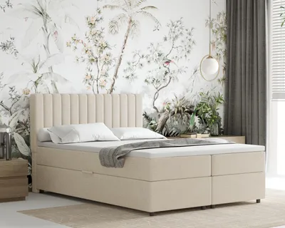 Produktbild von Boxspringbett 140x200 EVEREST, mit Topper, mit Bettkästen, Doppelbett, Beige, Panda Möbel