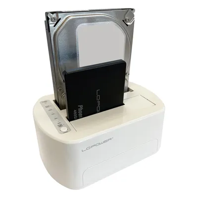 Produktbild von LC-Power LC-DOCK-U3-VI, HDD, SSD, SATA, Serial ATA II, Serial ATA III, 2.5,3.5", 40 TB, USB 3.2 Gen 1 (3.1 Gen 1) Type micro-B, Weiß