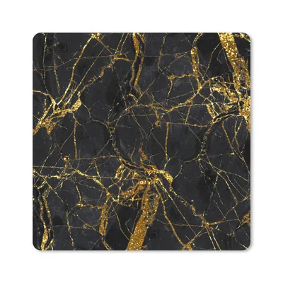 Produktbild von MuchoWow® Mauspad Mousepad Marmor - Gold - Schwarz - Muster 30x30 cm - Mousepads - Maus Mat - Pad - Mausunterlage - Gaming