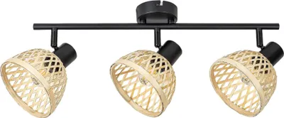 Immagine prodotto di Rabalux 3135 Faretto da soffitto a 3 punti luce in rattan, E14, nero, rotondo, stile industriale, ø135 mm