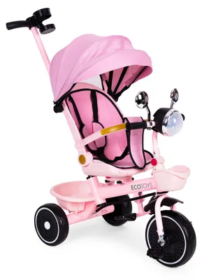 Produktbild von ECOTOYS WQL-186 Kinderdreirad, Kinderwagen mit drehbaren Sitz (360°), rosa