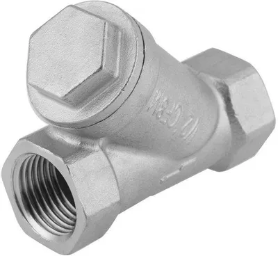 Image de Filtre de piscine en acier inoxydable - Pompe de filtration - Robuste - Raccordement 1/2 pouce (PT) - 7x6x2,5 cm - Pour eau/gaz