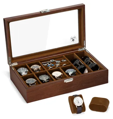 Image de Boîte en bois pour 6 montres, avec couvercle en verre