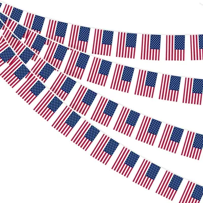 Produktbild von Wimpelkette USA Flagge 30 Fahnen 14x21cm 10m Stoff beidseitig für Deko