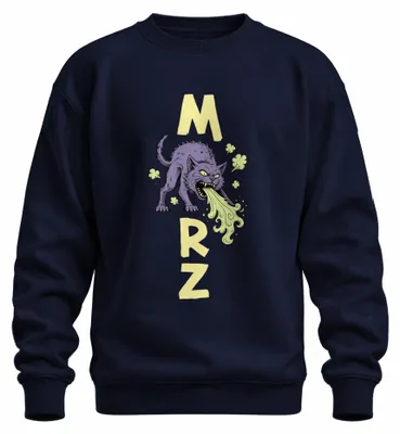Imagen del producto de Camiseta de cuello redondo, diseño "MRZ Kotzende Katze Lila Monster Wütend Statement Sarkasmus", color azul marino, talla M