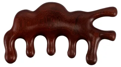 Produktbild von Massagekamm aus Sandelholz mit breiten Zinken für Gua Sha Kopfhaut- und Körpermassagen