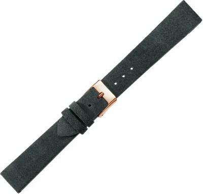 Produktbild von Herzog Amrum > Uhrenarmband grau > Velourleder flach Verlauf, Stegbreite:18mm, Schließe:Roséfarben