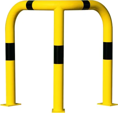 Produktbild von PROREGAL Eck-Rammschutz-Bügel XL | HxBxT 120x90x90cm | Rohr-Ø 10,8cm | Feuerverzinkter & kunststoffbeschichteter Stahl | Schwarz-Gelb