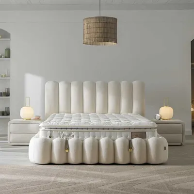 Produktbild von Bambi Boxspringbett 160x200 mit Bettkasten mit Matratzen Vanilla Dream Loop Set Stauraum 7-Komfortzonen H3 Creme