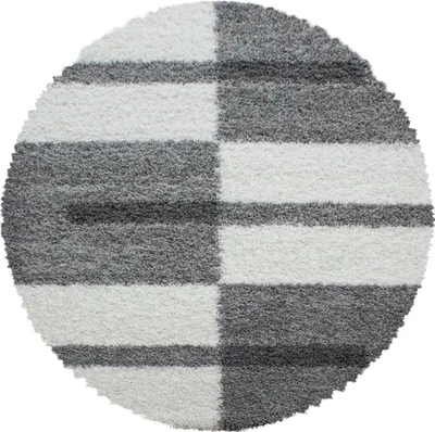 Produktbild von Teppium Teppich Hochflor Shaggy Kariert Design Teppich Wohnzimmer Flauschig Weich, Grösse: 200 cm Rund