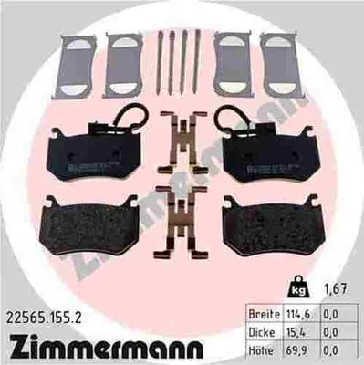 Produktbild von ZIMMERMANN Bremsbeläge Satz Hinten Bremsklötze für ALFA ROMEO GIULIA (952) 22565.155.2
