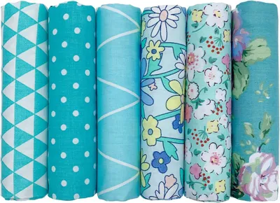 Zdjęcie produktu dla Zestaw Tkanin Bawełnianych 50x50cm, 6 Sztuk, do Patchworku, Rękodzieła, Różne Kolory i Wzory