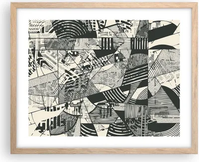 Produktbild von Gerahmtes Poster - Rahmen in heller Eiche - Abstraktion Vintage Schwarz - 50x40 cm - Wand Bild - Wanddeko - Wandbilder - Kunstposter - Wandposter - Bilderrahmen - Bilder - Kunstdruck - P2NAA50x40-5052