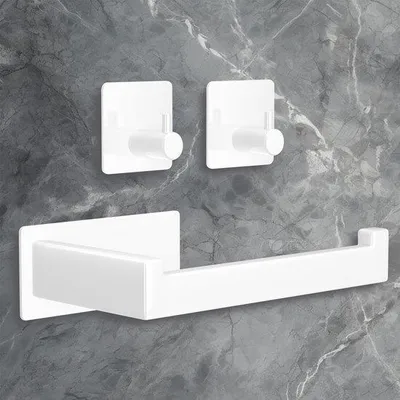 Produktbild von Toilettenpapierhalter aus Edelstahl, selbstklebend, weiß, Bad