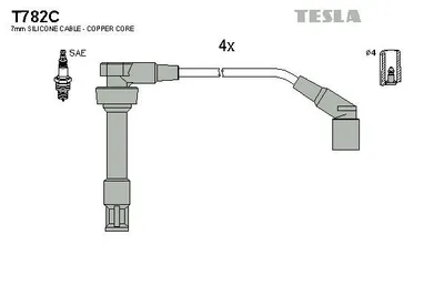 Immagine prodotto di Set di cavi di accensione TESLA T782C per BMW Serie 3 Berlina (E36), Serie 3 Coupé (E36), Serie 3 Compact (E36) e Z3 Roadster (E36)