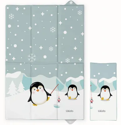 Produktbild von Kikido Baby Wickelunterlage unterwegs 40x60 cm - Weiche Reise waschbar für den Windelwechsel - Pinguine