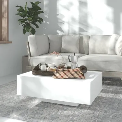Produktbild von Couchtisch "Gübs" aus Spanplatte in Weiß. Abmessungen (B/H/T) 85x31x55 cm