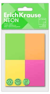 Produktbild von Haftnotizen 40x50mm wiederablösbar 400 Blatt Neon sortiert