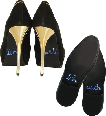 Produktbild von Oblique Unique Schuhsticker Set Strass Aufkleber Brautpaar Hochzeit Ich will / Ich auch  - blau