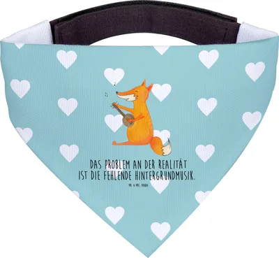 Produktbild von Mr. & Mrs. Panda Hunde-Halstuch Fuchs Gitarre - Türkis Pastell - Geschenk, Halstuch, Füchse, Musik, Für Hunde, Tuch, Optimistisch, glücklich, Hund, Singen
