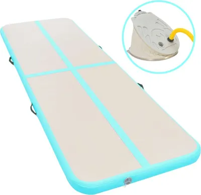 Produktbild von Aufblasbare Gymnastikmatte mit Pumpe 300x100x10 cm PVC Grün
