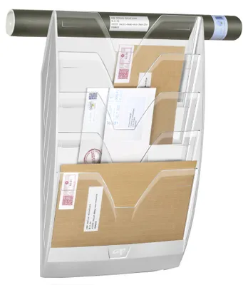 Image de CEP Porte-brochures mural, DIN A4, 5 compartiments, blanc