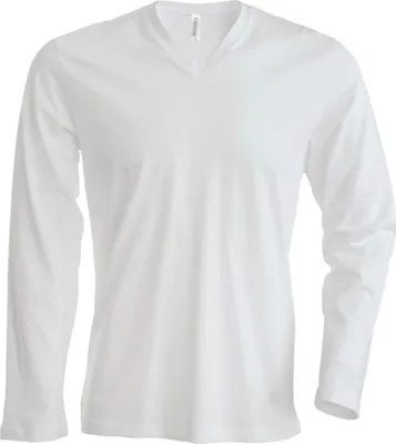 Produktbild von Kariban Herren T-Shirt Slim Fit Langarm V-Ausschnitt RW708 (4XLarge) (Weiß)