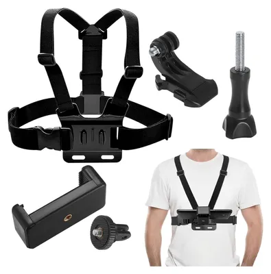 Produktbild von Handy Brustgurthalter, Handy Brusthalterung, Kamera Handyhalterung Körper, Multifunktions Handy Gurthalter Clips Verstellbarer Fixierungshalterung für GoPro Hero 2018/7/6/5/4/3, Session, Kamera