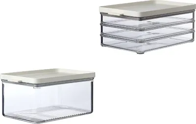 Produktbild von Mepal 2-tlg. Frischhaltedosen Starter-Set Meat and Cheese Omnia Vorratsdose - Käsedose - ideal für die Aufbewahrung von Lebensmitteln - Luftdicht & spülmaschinenfest - Nordic White