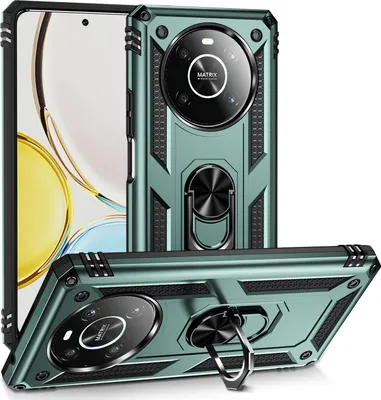 Produktbild von Honor X9 Hülle, Schiebe Kamera Schutz Schutzhülle mit Ringhalterung Ständer Kartenhalter für Honor X9 Grün