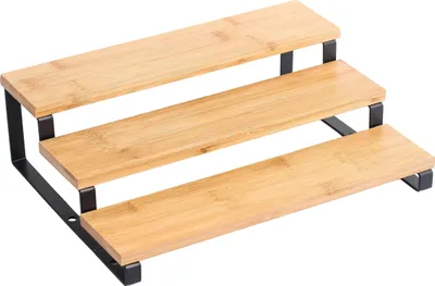 Obrázok produktu pre MSV 110604, Polica pre rack, Voľne stojace, Bamboo, Oceľ, Bamboo, Čierna, Kuchyne, 3 police/políc