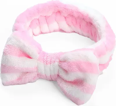 Produktbild von Spa-Haarband mit Polarfleece-Streifen in Rosa und Weiß