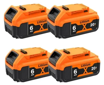 Immagine prodotto di Batteria per utensili elettrici - Batteria di ricambio agli ioni di litio da 20V - Capacità di 6,0Ah - Confezione da 4 pezzi - Compatibile con i modelli DCB200, DCB205, DCB201, DCB203, DCB204 - 6,0Ah, 4 pezzi