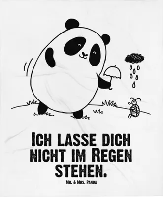 Produktbild von Mr. & Mrs. Panda Plaid Panda Zusammenhalt - Weiß - Geschenk, Kinderdecke, Babydecke, Erstlingsdecke, Schlummerdecke, Fleecedecke