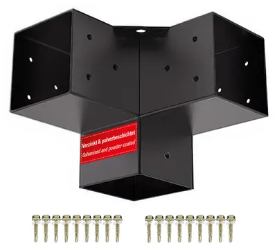 Produktbild von SOTECH Eckverbinder 100 x 100 mm schwarz – Pfostenverbinder für Holzpfosten