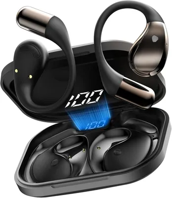 Open Ear Kopfhörer mit HD Mic,Bluetooth HiFi Stereo mit Ohrhaken,40H Spielzeit, Bluetooth Kopfhörer mit LED-Anzeige, IP7Wasserdicht Ohrhörer für Sport