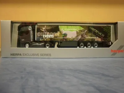 Produktbild von Herpa 938976 - 1/87 Scania CS 20 HD Gardinenplanen-SZ "Harzdrenalin / Stretzel"