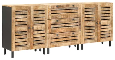 Obrázok produktu pre vidaXL Úložné skrine, 3 kusy, 180 x 33 x 75 cm, masívne drevo mango, prírodná farba