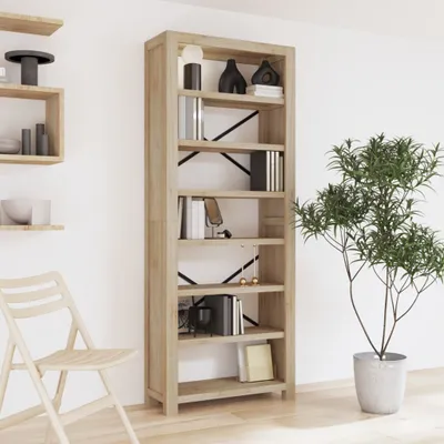 Obrázek produktu pro The Living Store Knihovna 7 polic 80x30x200 cm masivní dřevo akácie