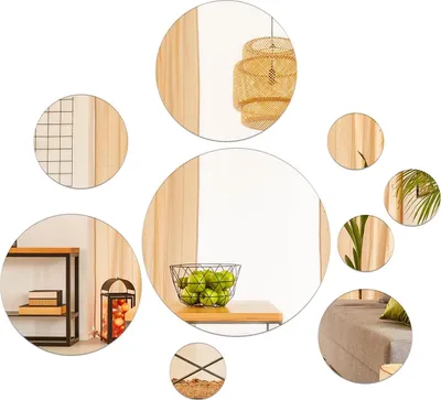 Produktbild von 9 Stück selbstklebende runde Spiegelaufkleber - Wanddekoration Acrylspiegelfliesen für DIY-Wandspiegel im Wohnzimmer 6.